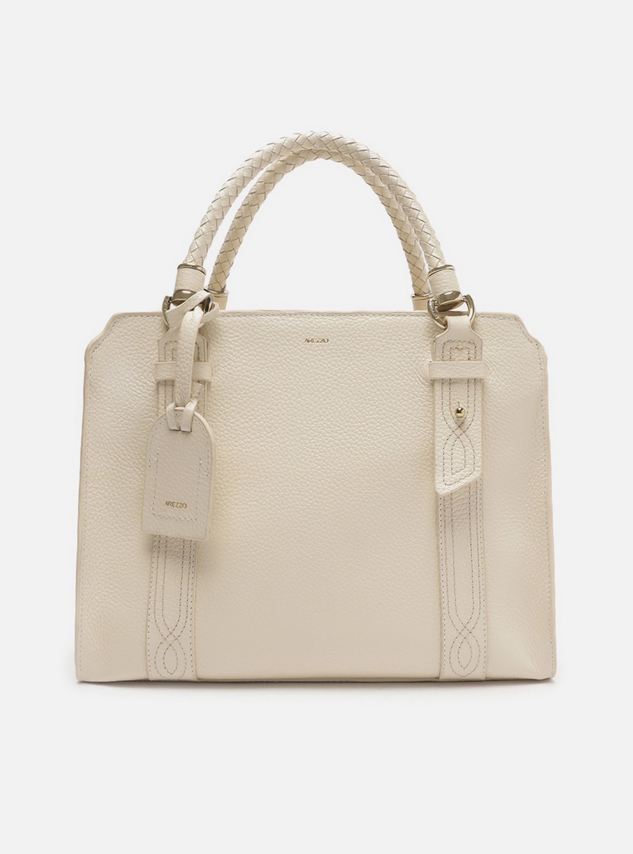 Bolsa Tote Off White Couro Piazza Bordado Grande Arezzo Sorocaba