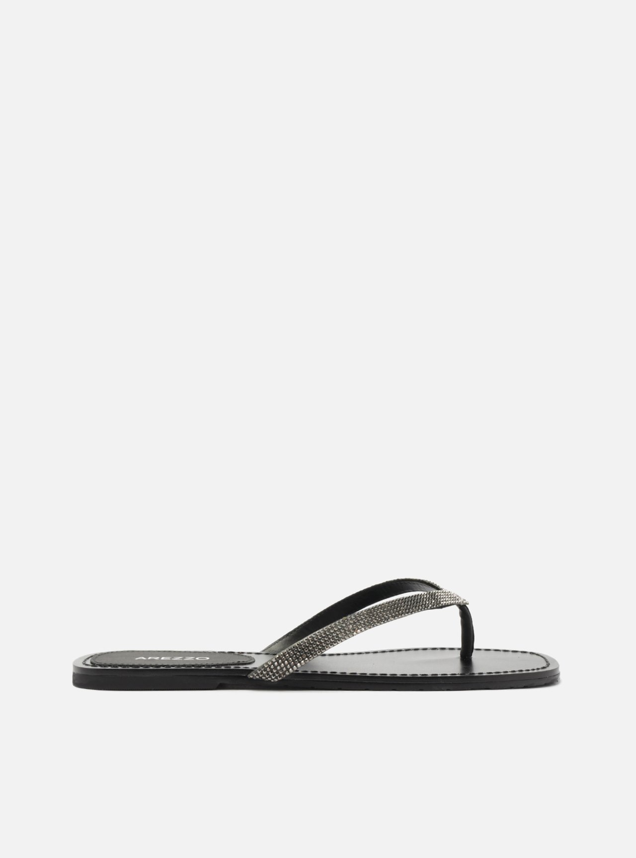 Rasteira Preta Strass Flip Flop Arezzo Sorocaba