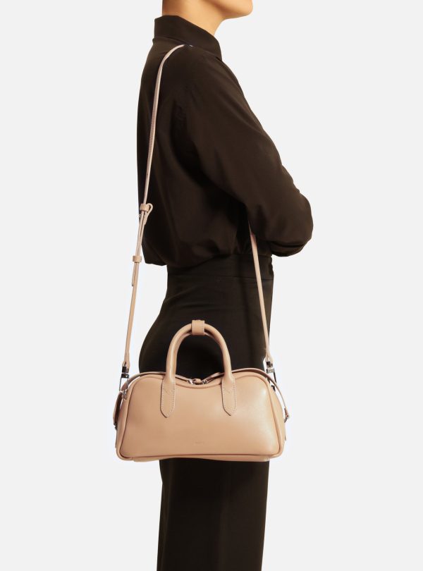 Bolsa Tiracolo Bege Couro Pequena Z?per Duplo