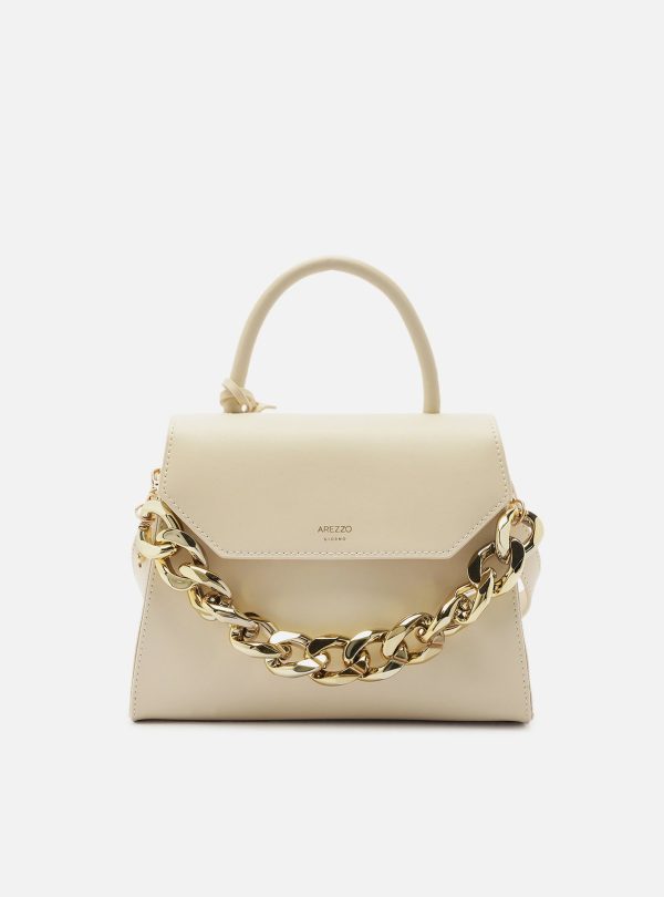 Bolsa Satchel Off-White Iara M?dia Bege