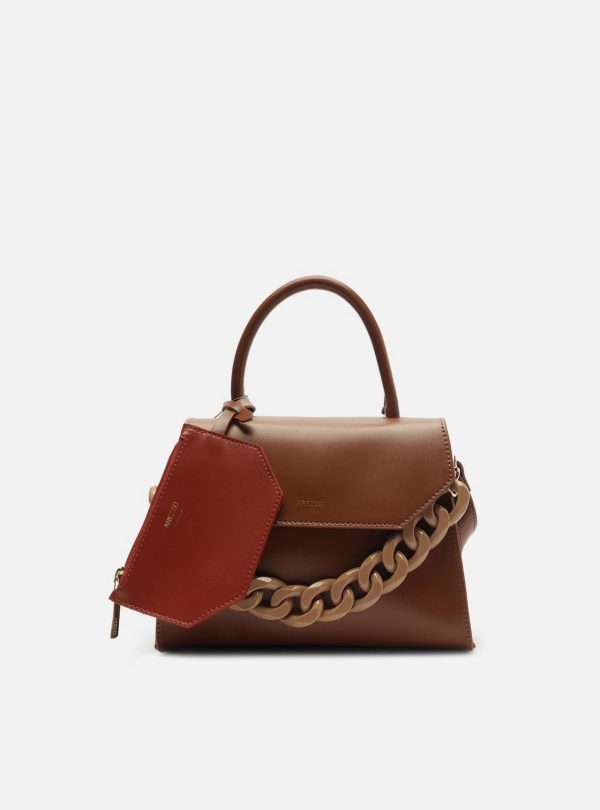 Bolsa Satchel Marrom Iara M?dia Laranja