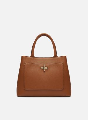 Bolsa Tote Marrom M?dia Fecho Metal