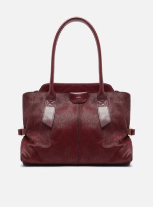 Bolsa Tote Vermelha Pelo Couro Grande