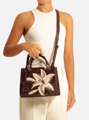 Bolsa Tote Vermelha Couro Abraccio M?dia Flor