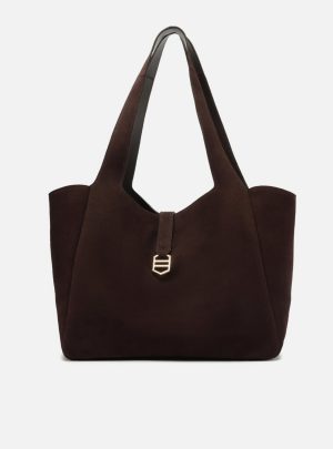 Bolsa Shopping Grande Marrom Couro Acamur?ado