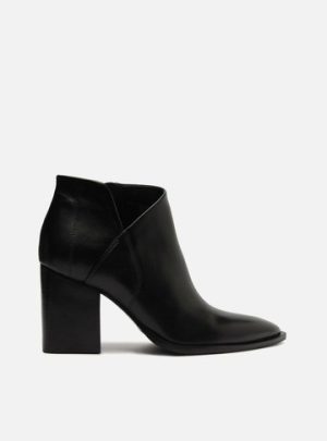 Bota Preta Couro Cano Curto Bloco