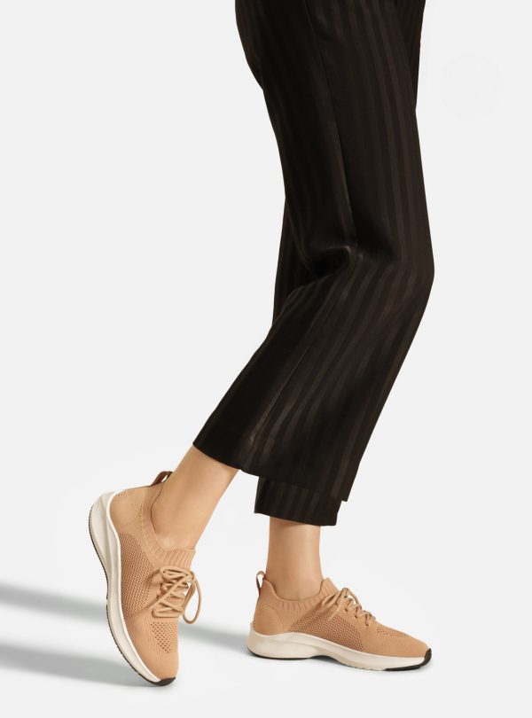 T?nis Bege Knit Amarra??o B?sico