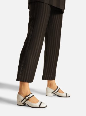 Sapato Boneca Branco Verniz Bloco Preto
