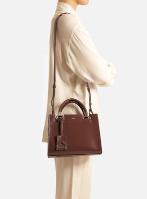 Bolsa Tote Marrom Couro Abraccio M?dia