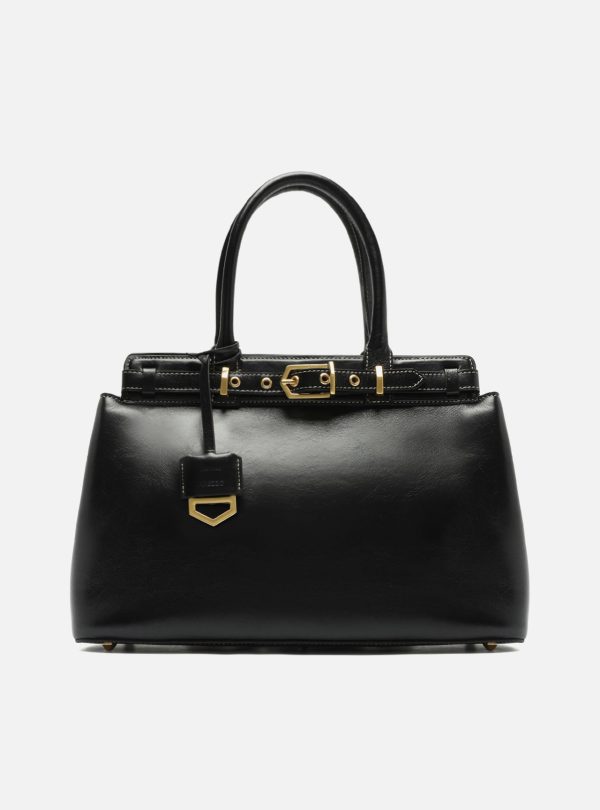 Bolsa Tote Preta Couro Grande Bag Charm Vict?ria