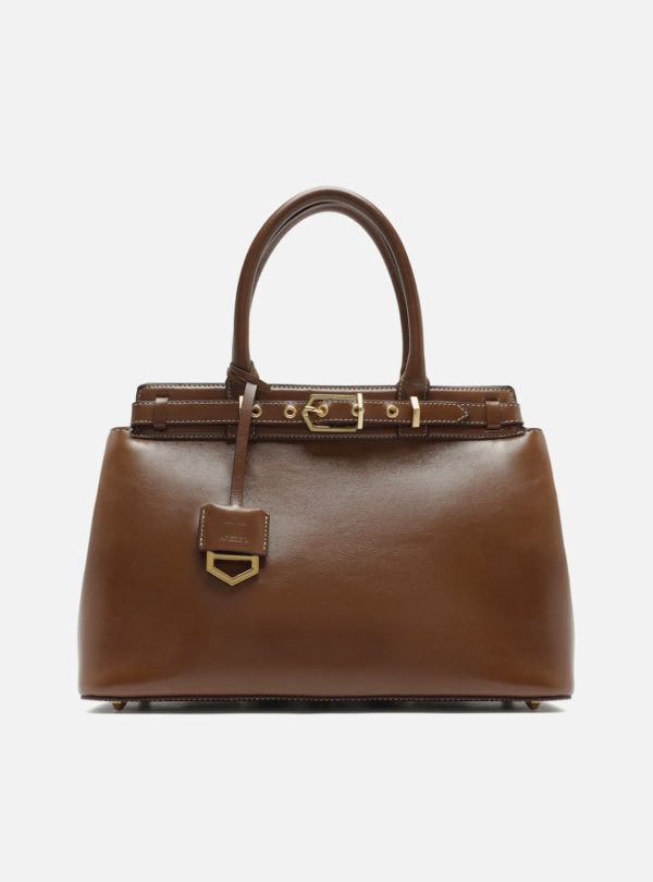Bolsa Tote Marrom Couro Grande Bag Charm Vict?ria