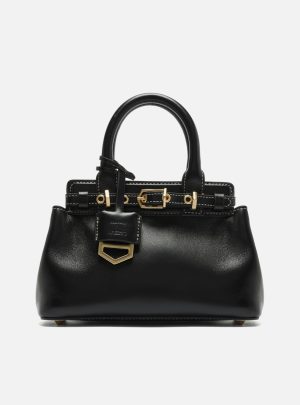 Bolsa Tote Preta Couro Pequena Bag Charm Vict?ria