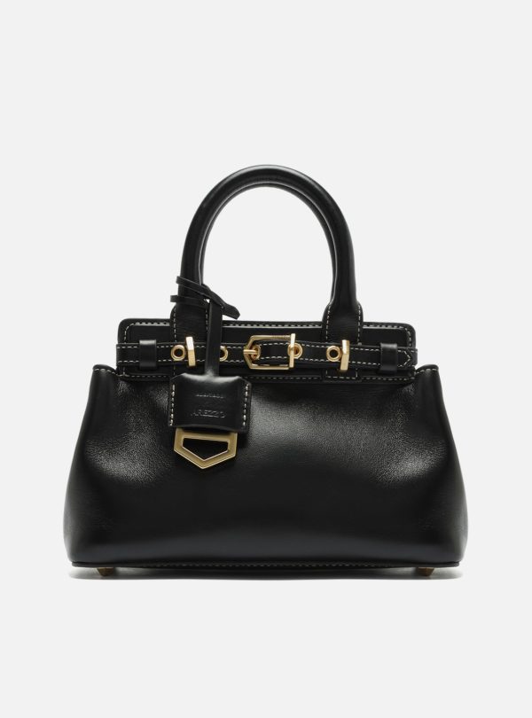 Bolsa Tote Preta Couro Pequena Bag Charm Vict?ria