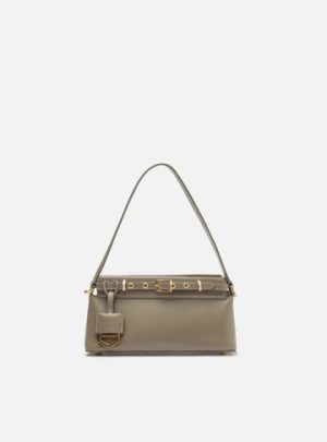 Bolsa Tiracolo Cinza Couro Pequena Vict?ria
