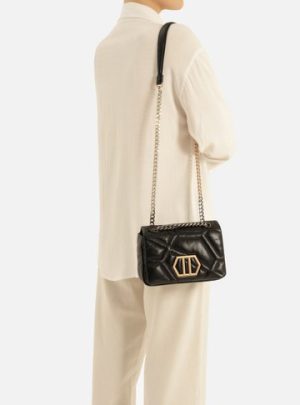 Bolsa Tiracolo Preta Couro Emma Sporty M?dia