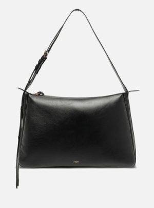 Bolsa Hobo Preta Couro Grande Al?a Regul?vel