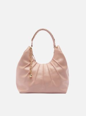 Bolsa Hobo M?dia Couro Rosa Corrente