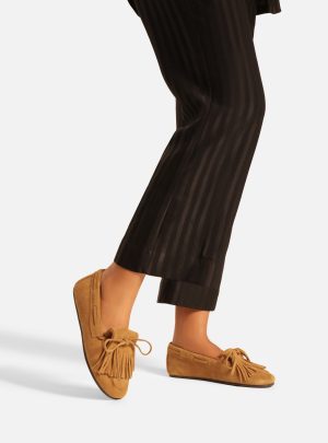 Mocassim Marrom Claro Acamur?ado Franjas La?o