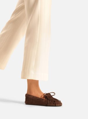 Mocassim Marrom Acamur?ado Franjas La?o