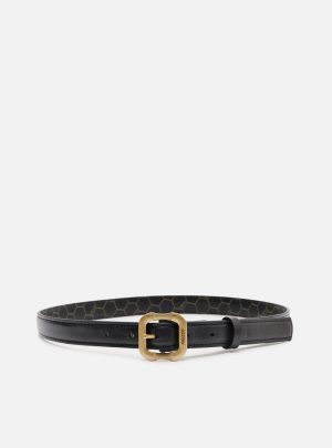 Cinto Preto Couro Worn M?dio Fivela