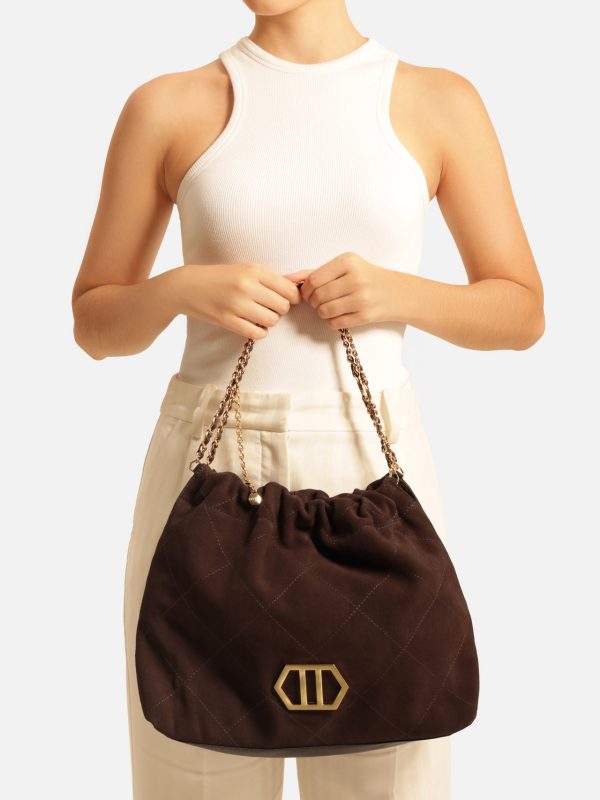 Bolsa Hobo Marrom Couro Acamur?ado Esther Grande