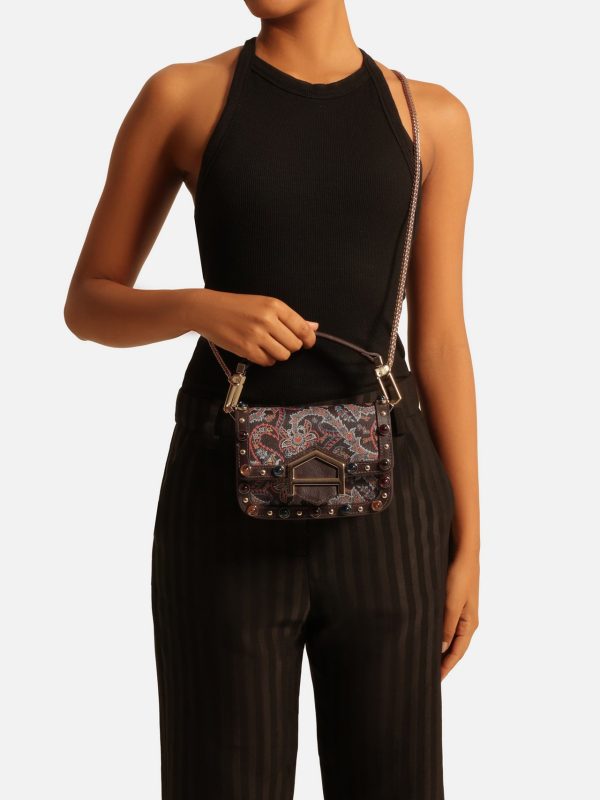 Bolsa Tiracolo Marrom Couro A001 Pequena Paisley