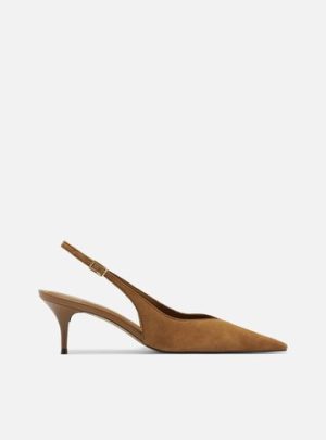 Scarpin Marrom Camur?a Salto Kitten Slingback