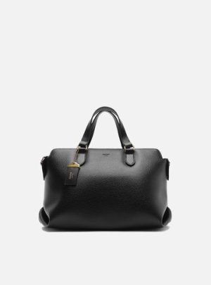 Bolsa Tote Preta M?dia Tag B?sica