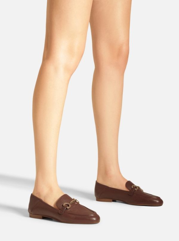 Mocassim Marrom Couro Brid?o Met?lico B?sico