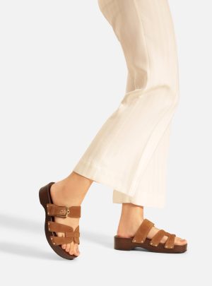 Sand?lia Clog Marrom Acamur?ada Flatform Lauren
