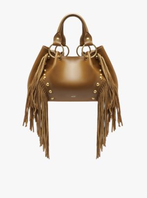 Bolsa Tote Marrom Couro M?dia Rebites