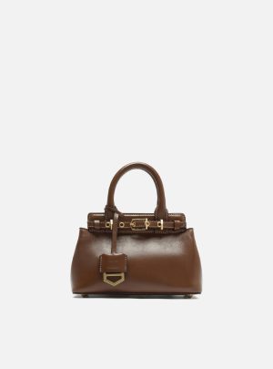 Bolsa Tote Marrom Couro Pequena Bag Charm Vict?ria