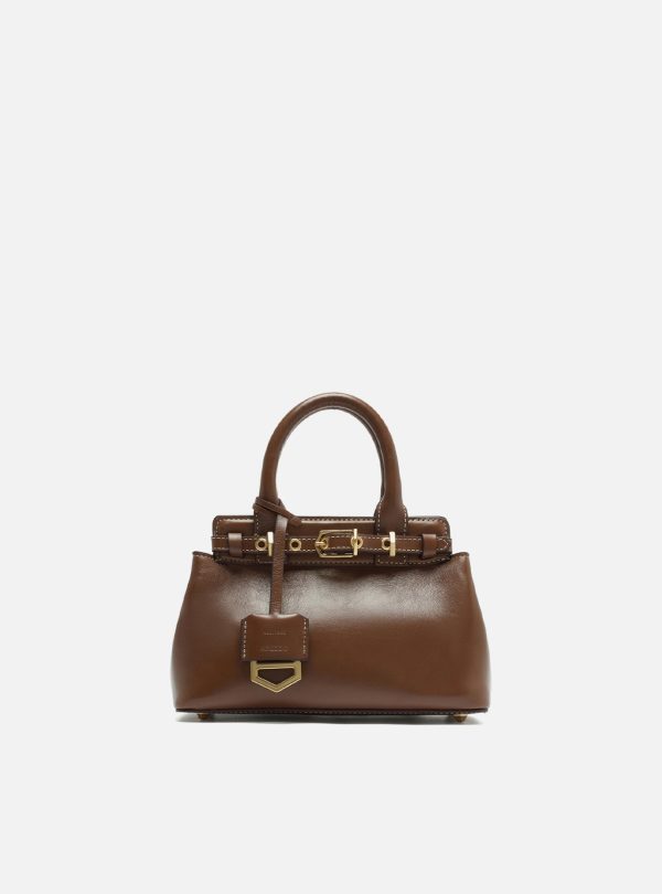 Bolsa Tote Marrom Couro Pequena Bag Charm Vict?ria