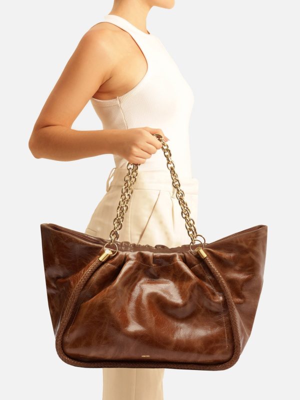 Bolsa Shopping Caramelo Couro Worn Grande
