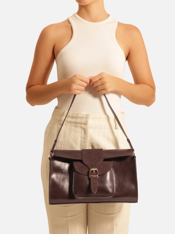 Bolsa Shoulder Marrom M?dia Bolso Camur?a