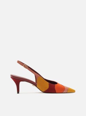 Scarpin Colorido Acamur?ado Slingback Salto Baixo
