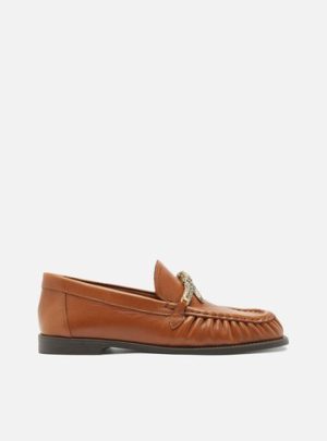Mocassim Marrom Couro Metal Snake