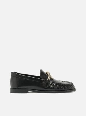 Mocassim Preto Couro Metal Snake